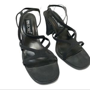 Prima Royale Joanna Black Silky Strappy heels Size 7